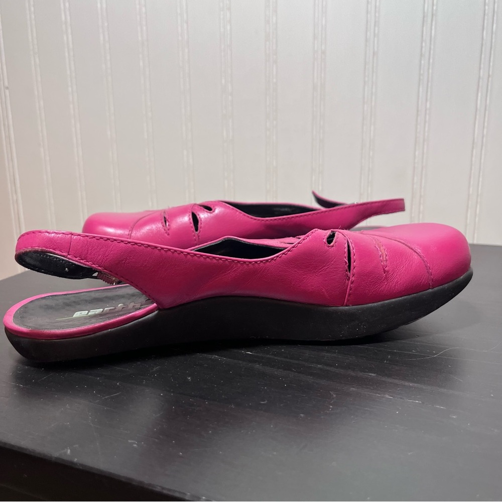 Earth Kalso Bouquet Tropical Pink Leather Slingback Sandals Negative Heel 8B - Picture 12 of 13